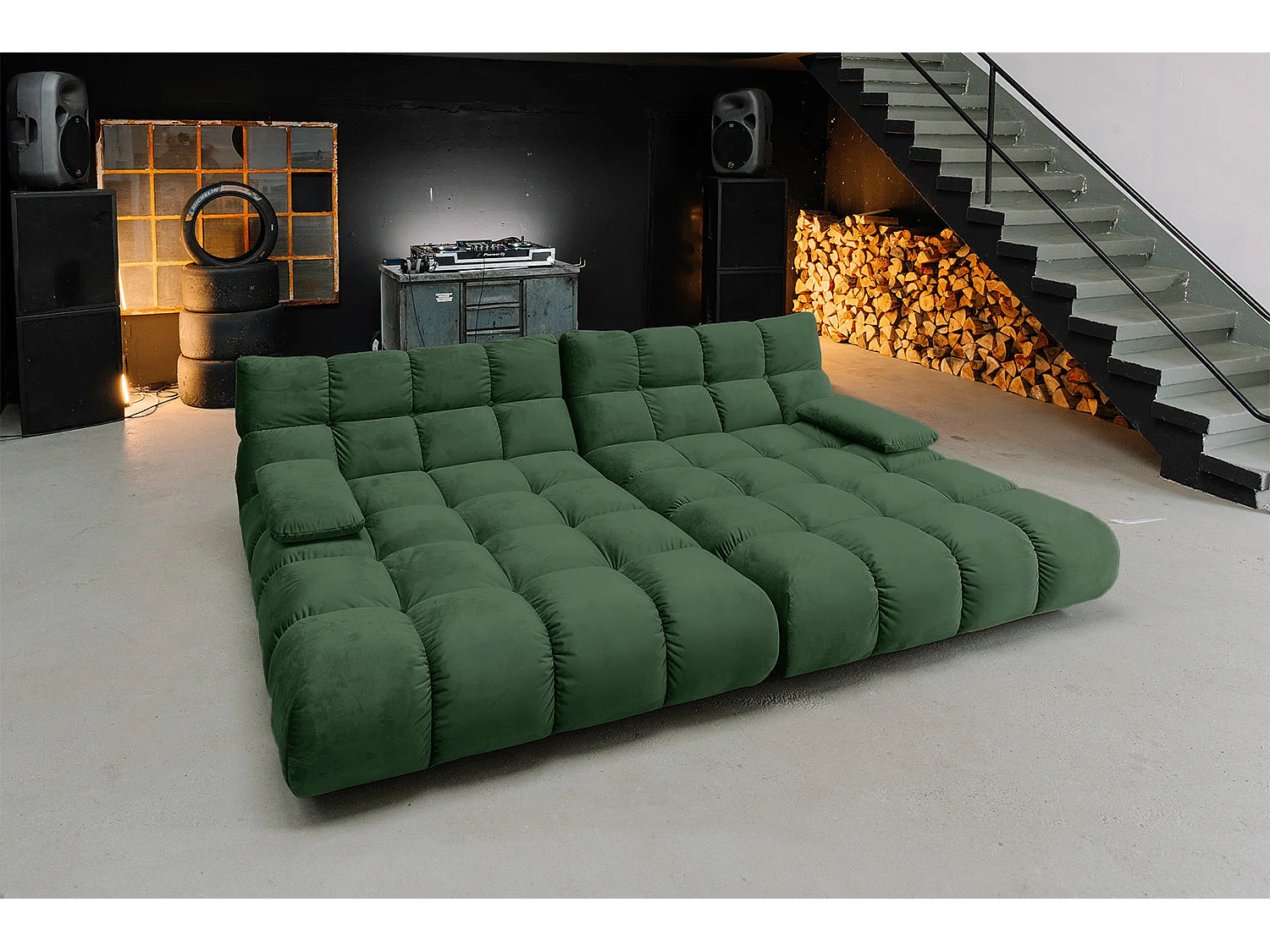 Sofá extra ancho - verde esmeralda terciopelo - VIVIEN