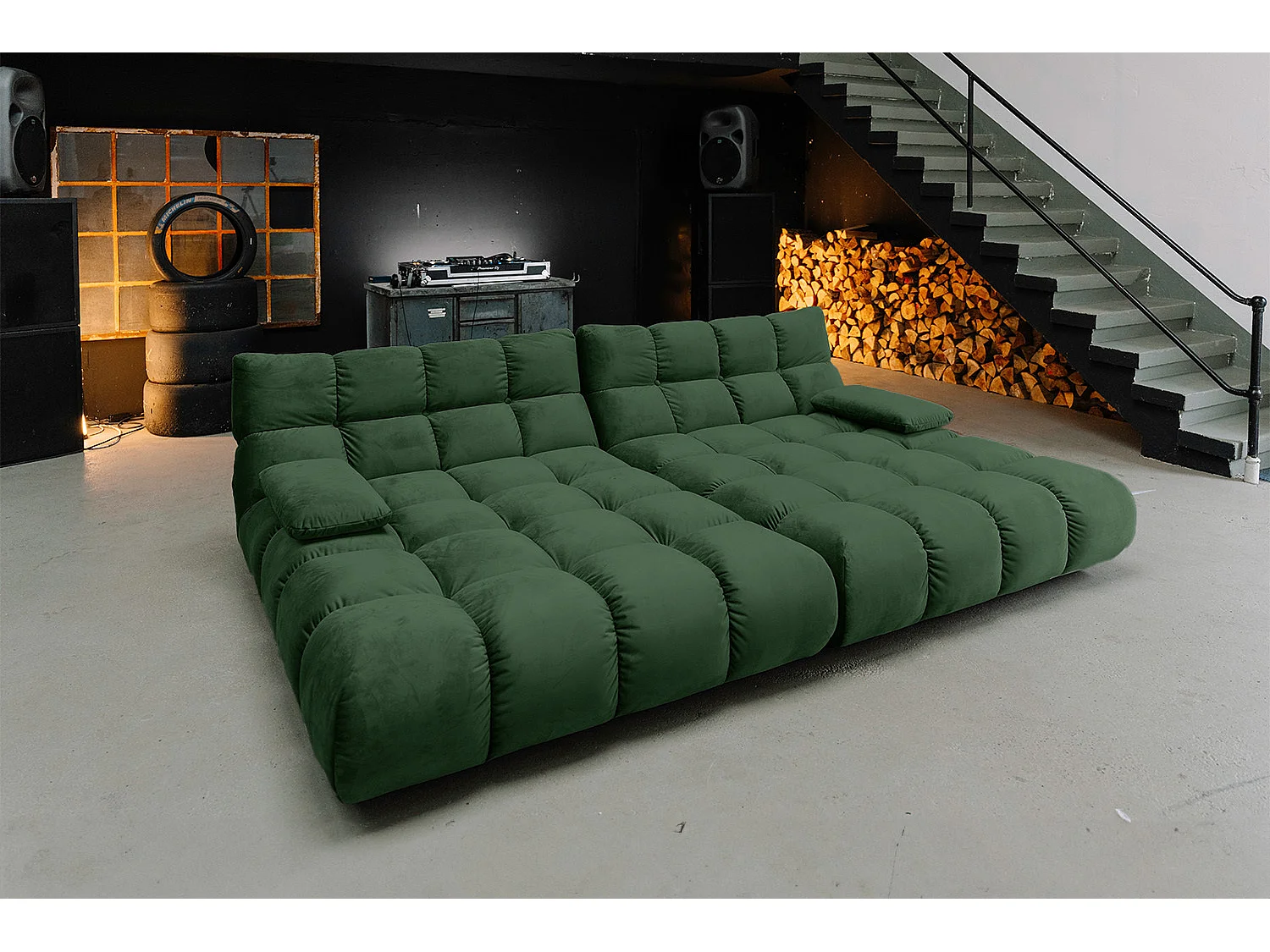 Sofá extra ancho - verde esmeralda terciopelo - VIVIEN