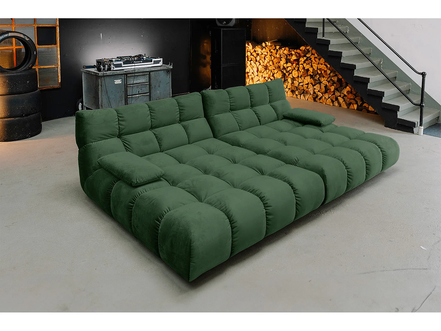 Canapé extra large - vert émeraude Velours - VIVIEN