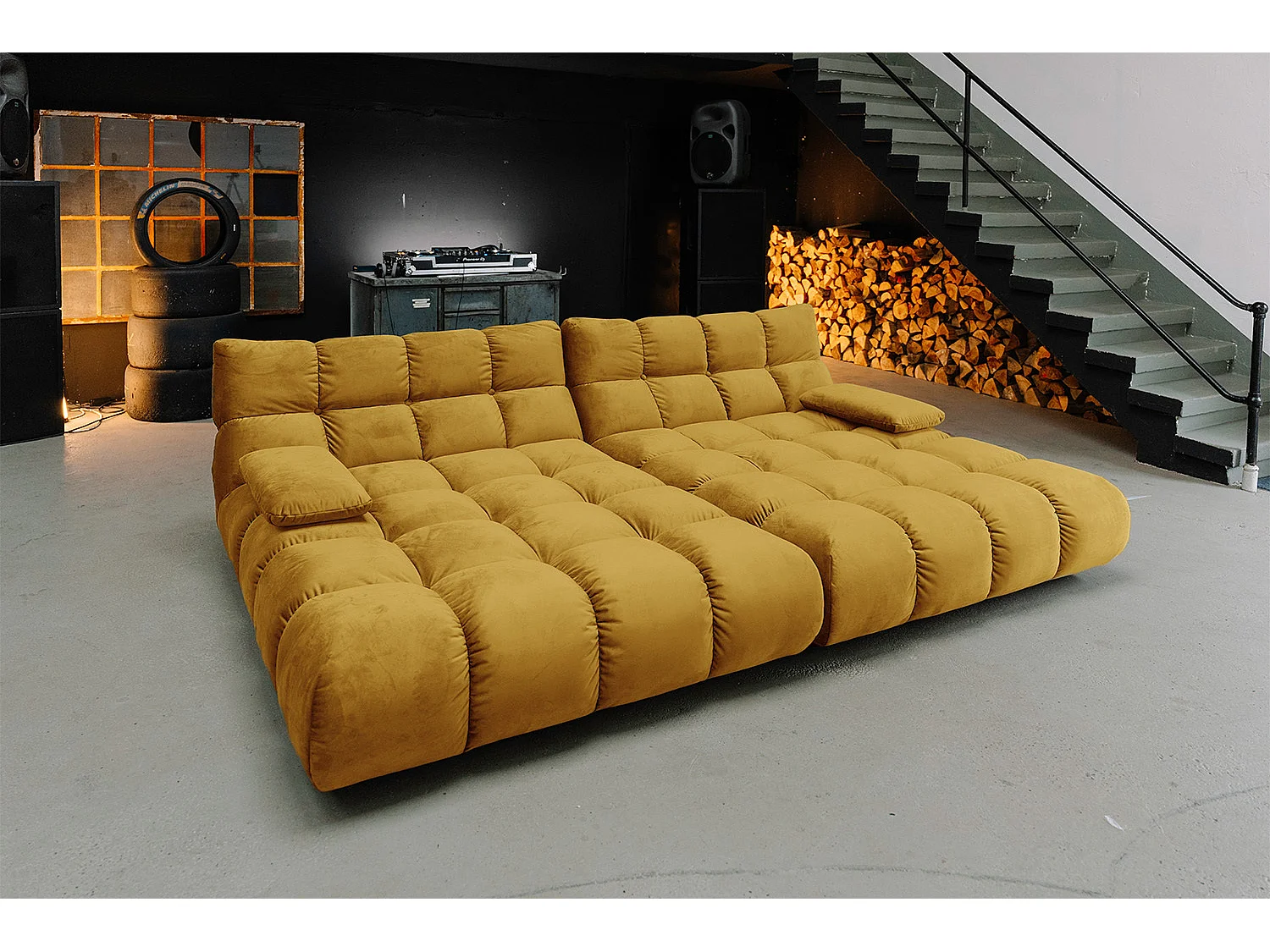 Sofá extra ancho - amarillo terciopelo - VIVIEN