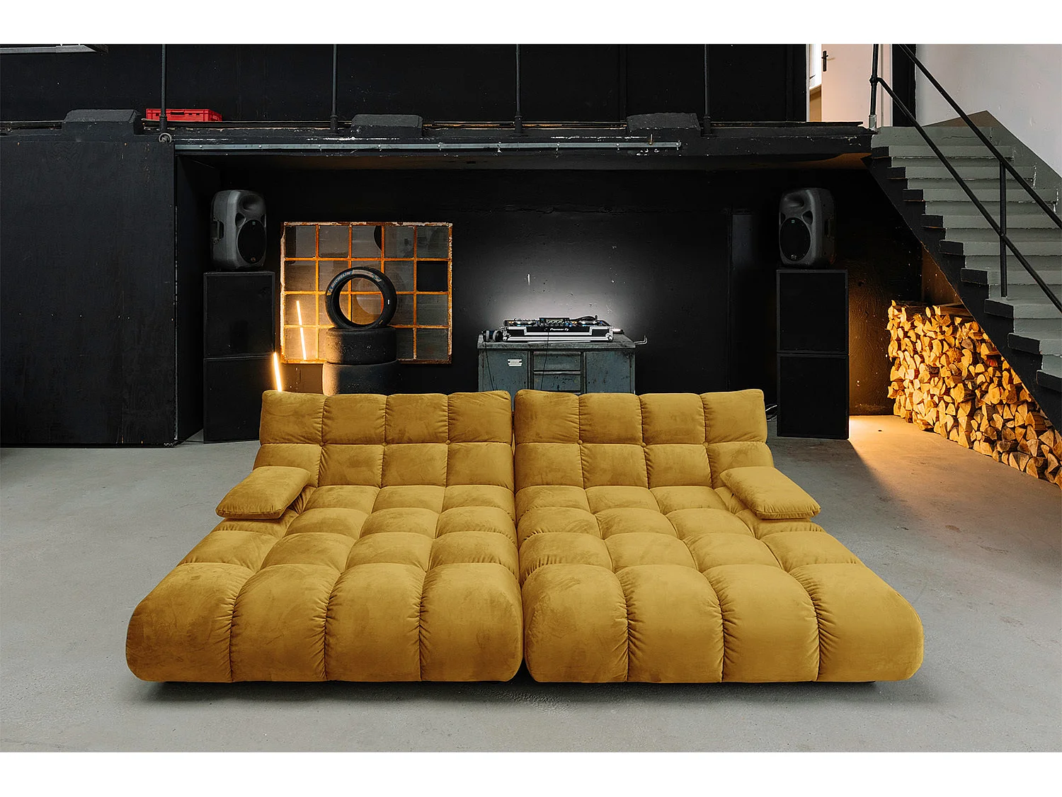 Sofá extra ancho - amarillo terciopelo - VIVIEN