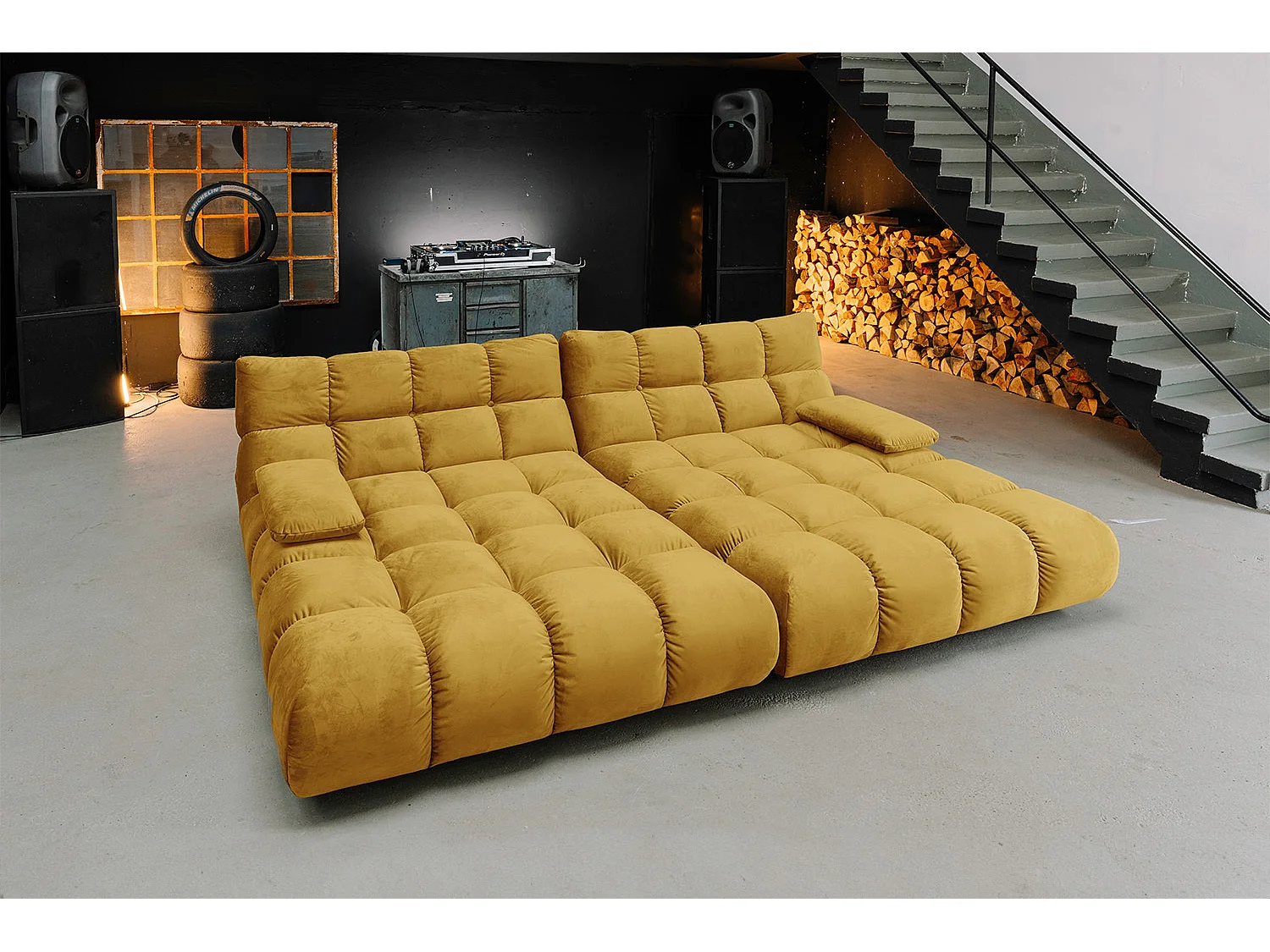 Sofá extra ancho - amarillo terciopelo - VIVIEN