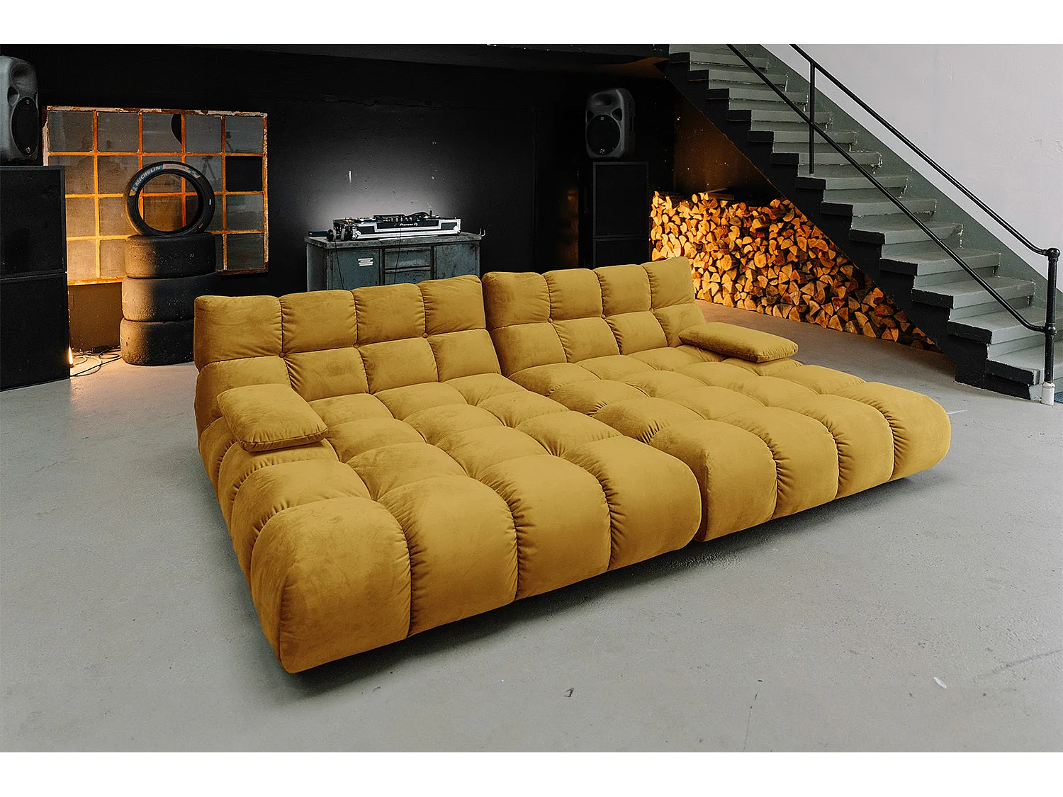 Sofá extra ancho - amarillo terciopelo - VIVIEN