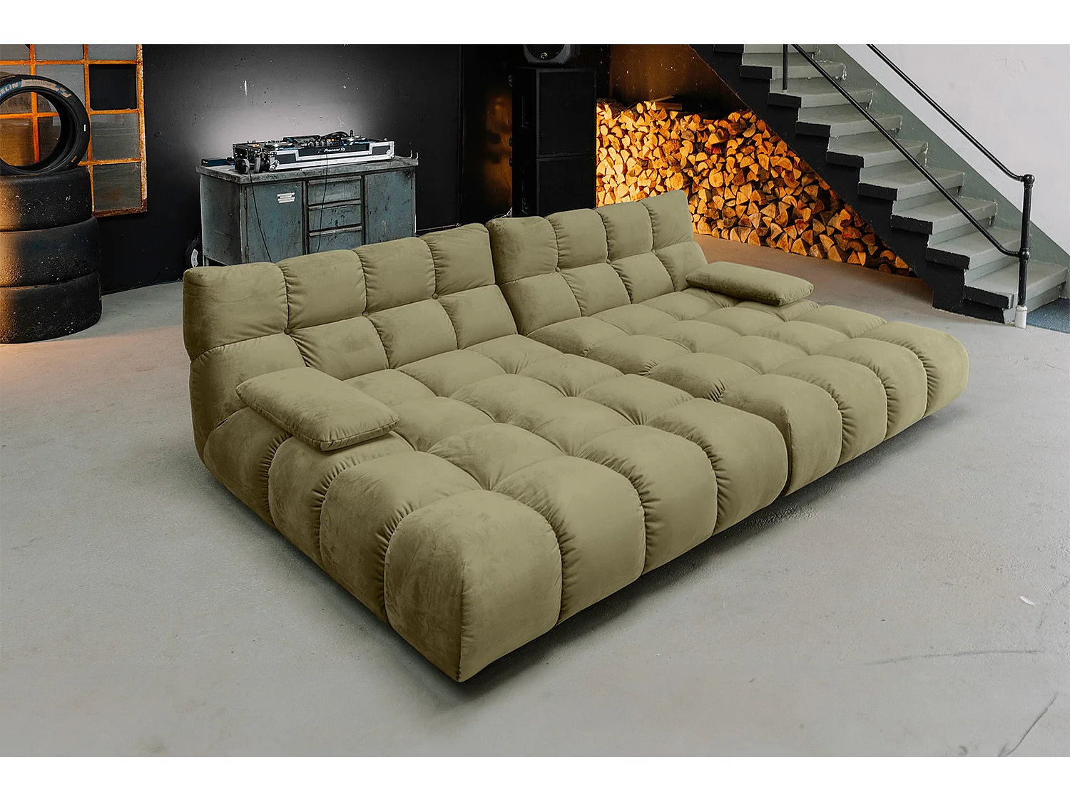 Sofá extra ancho - Verde terciopelo - VIVIEN