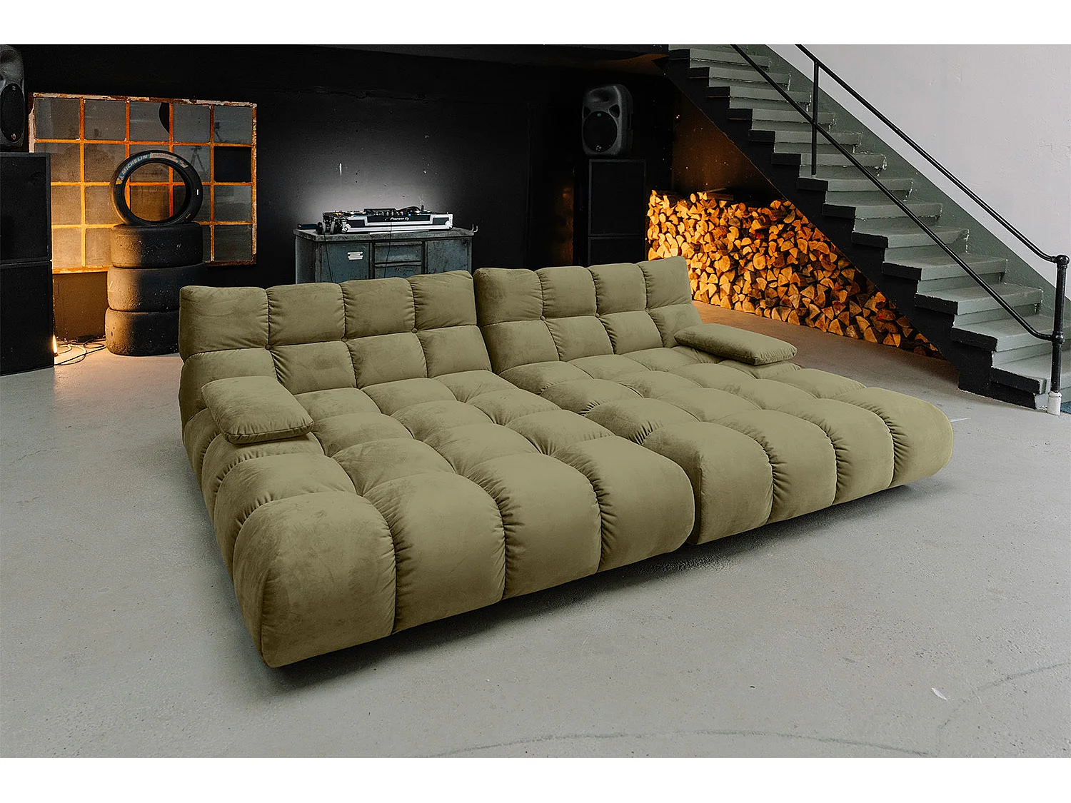 Sofá extra ancho - Verde terciopelo - VIVIEN