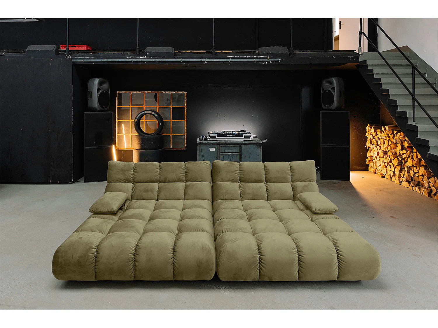 Sofá extra ancho - Verde terciopelo - VIVIEN