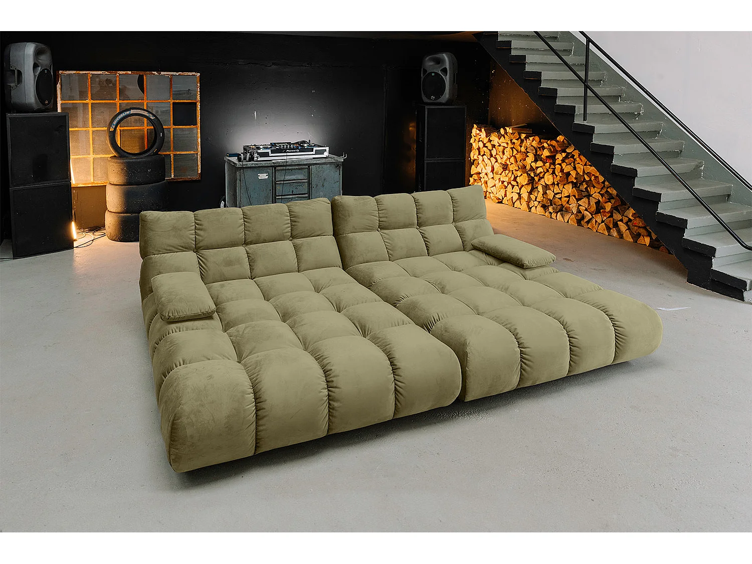 Sofá extra ancho - Verde terciopelo - VIVIEN