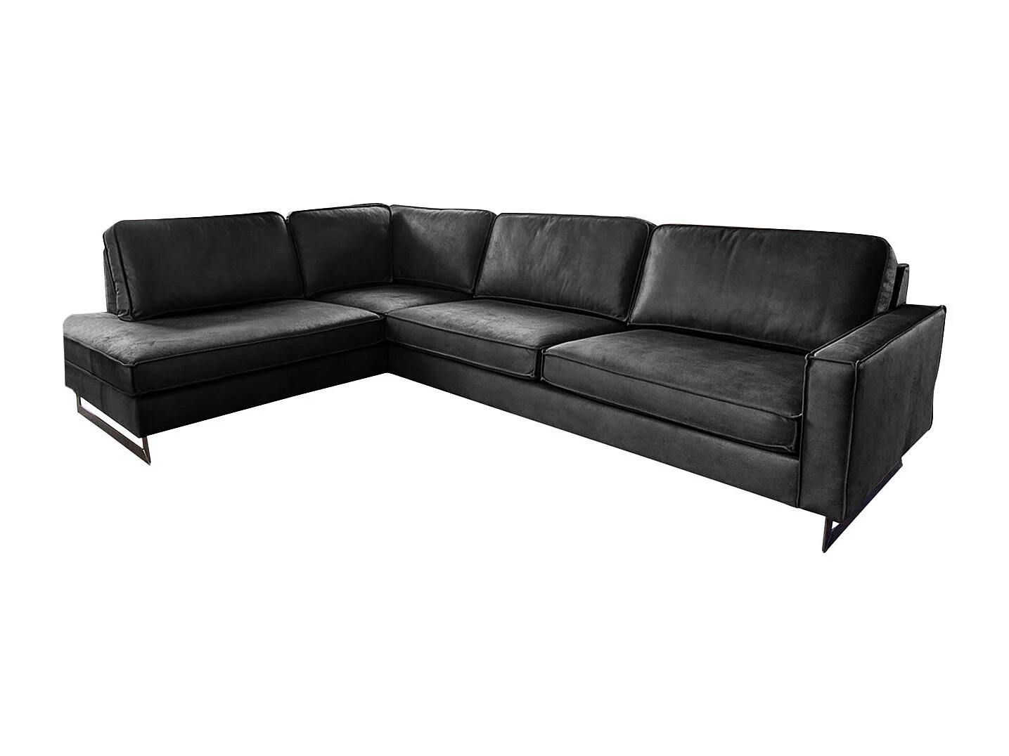 Sofá esquinero - Negro Tejido de fibra de cuero - VILNIUS