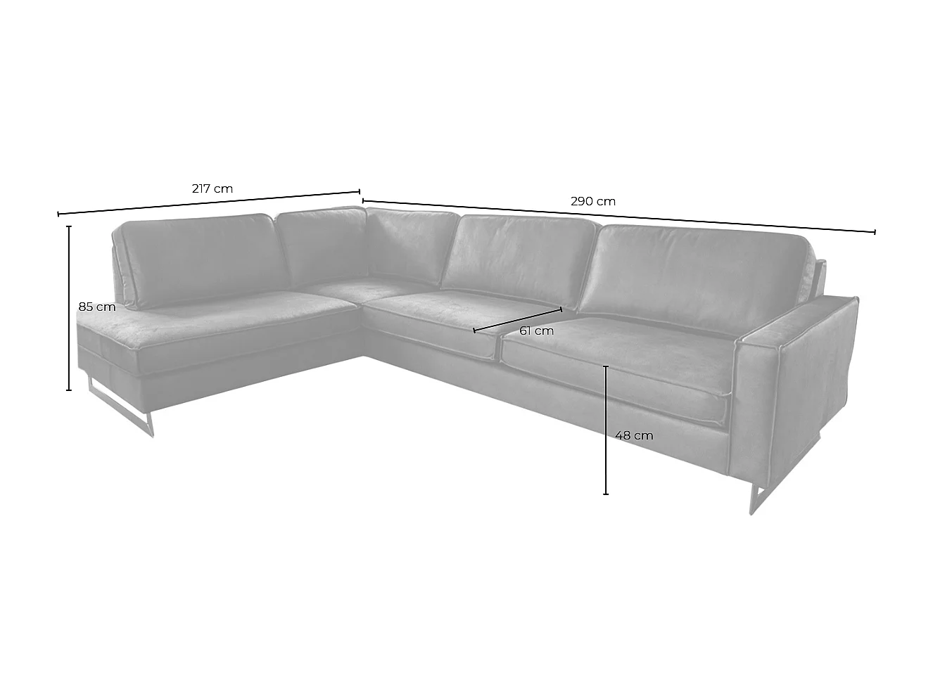 Sofá esquinero - Negro Tejido de fibra de cuero - VILNIUS