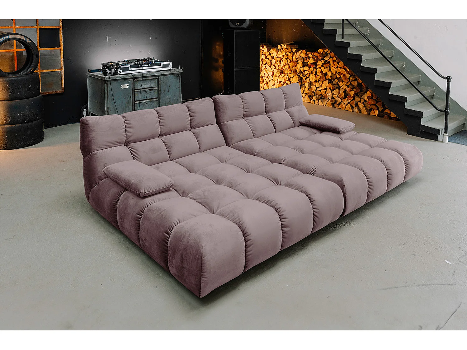 Sofá extra ancho - Gris terciopelo - VIVIEN