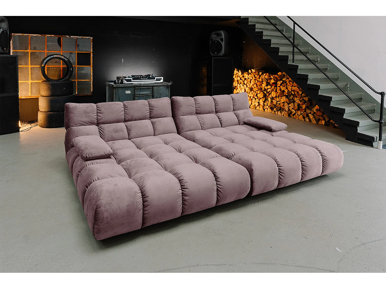 Sofá extra ancho - Gris terciopelo - VIVIEN