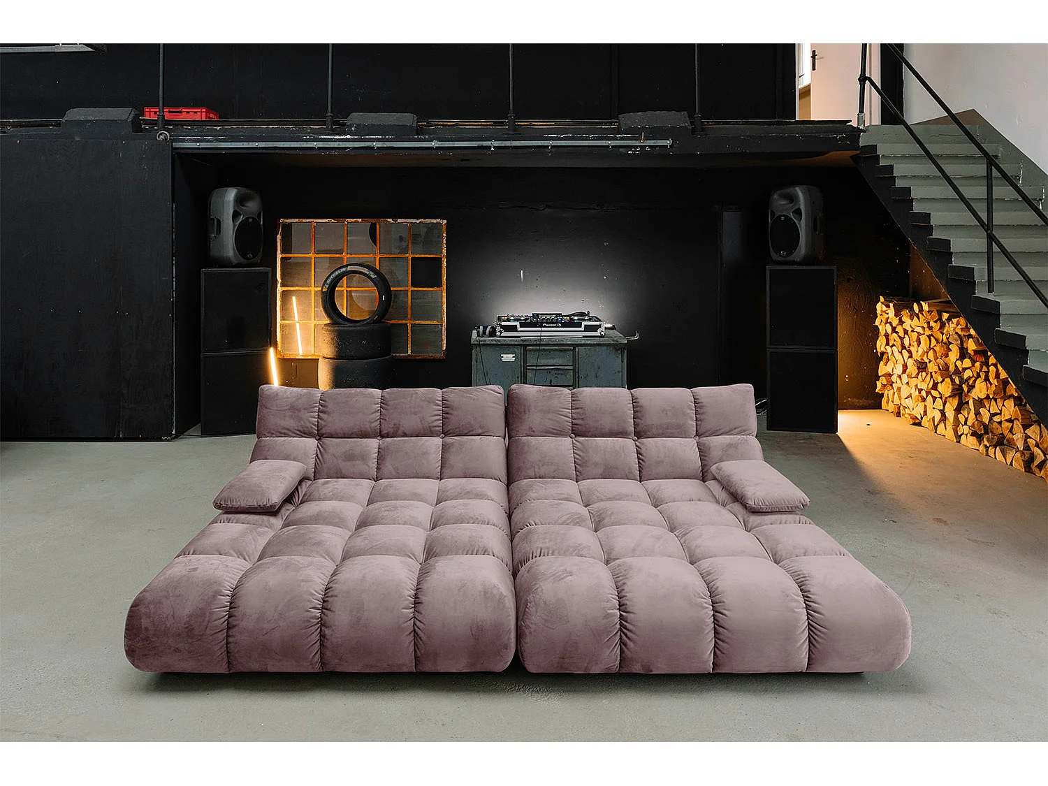 Sofá extra ancho - Gris terciopelo - VIVIEN