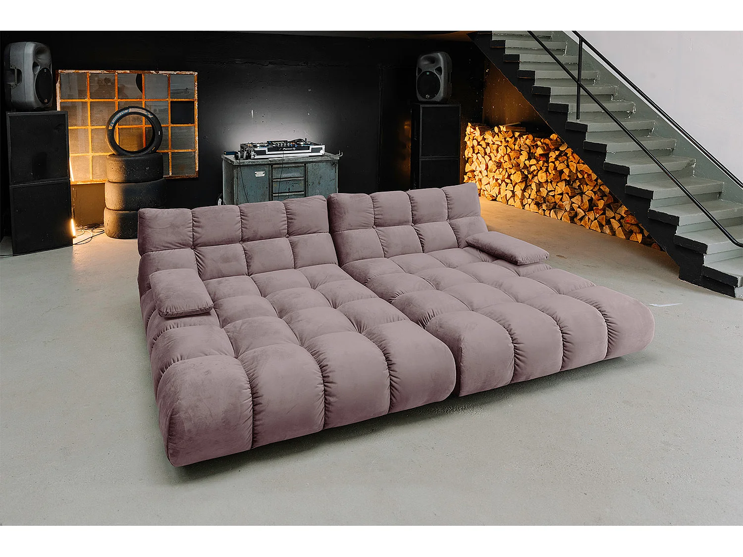 Sofá extra ancho - Gris terciopelo - VIVIEN