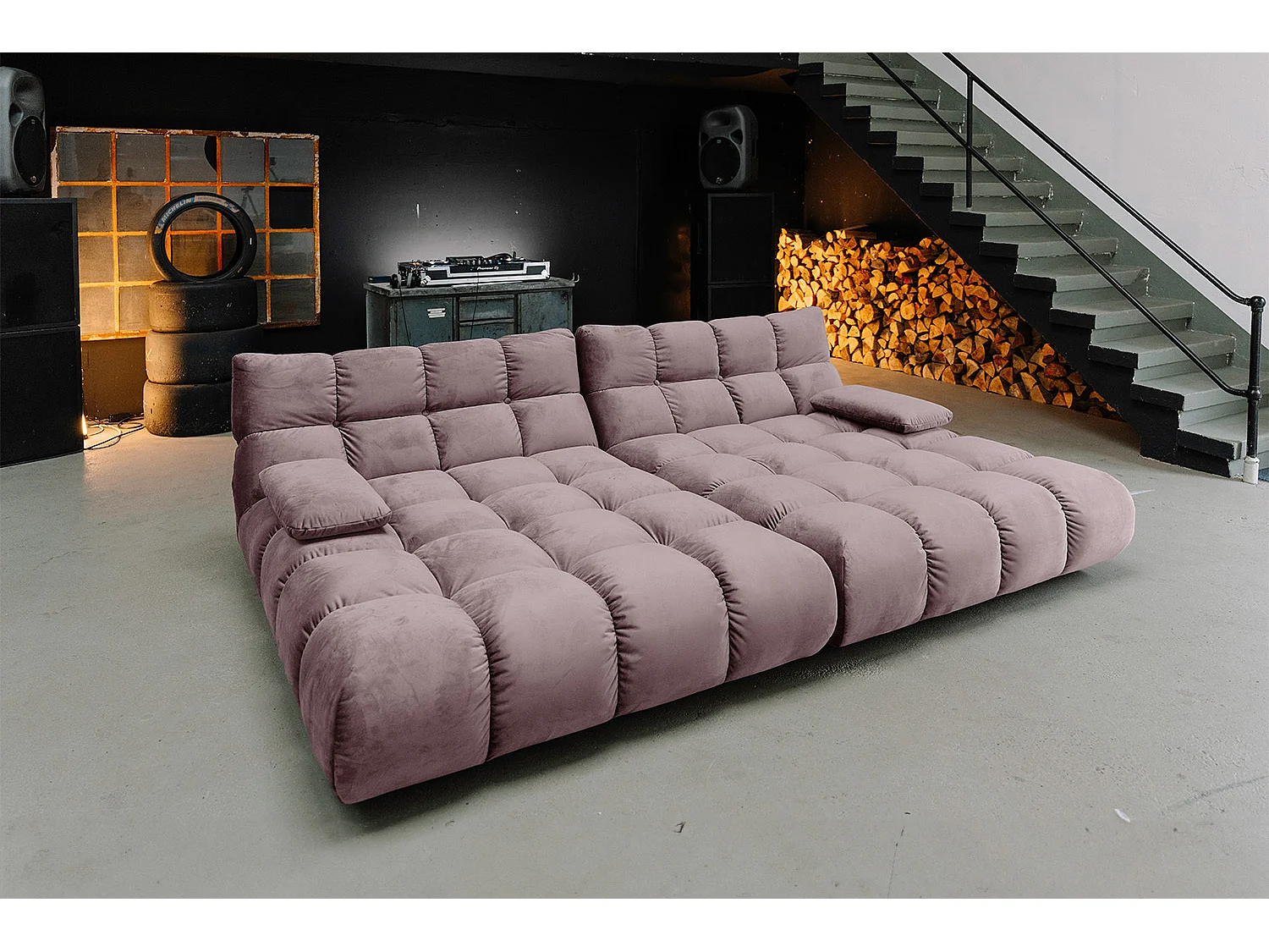 Sofá extra ancho - Gris terciopelo - VIVIEN