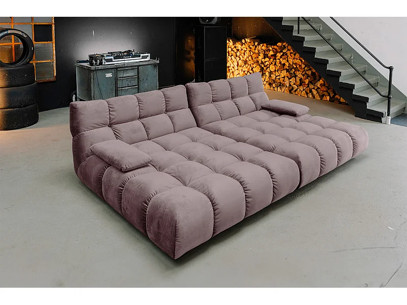 Sofá extra ancho - Gris terciopelo - VIVIEN