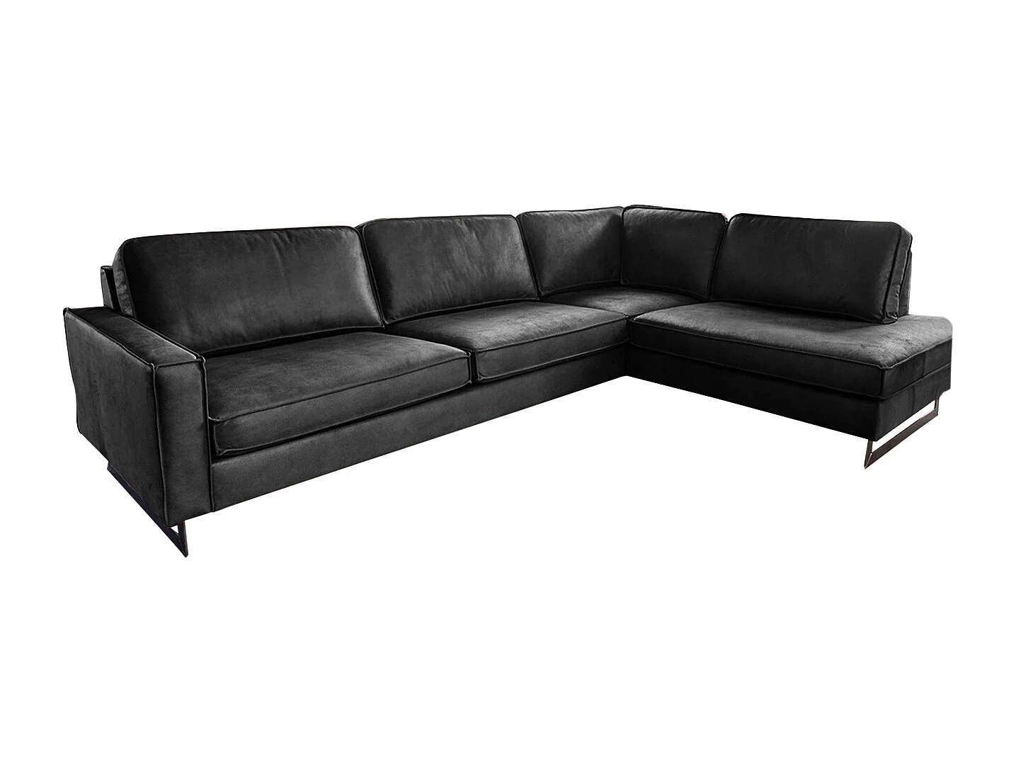 Sofá esquinero - Negro Tejido de fibra de cuero - VILNIUS