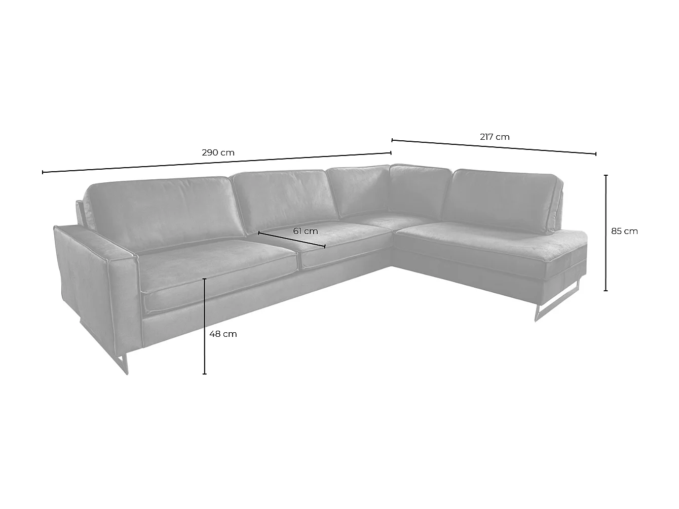 Sofá esquinero - Negro Tejido de fibra de cuero - VILNIUS