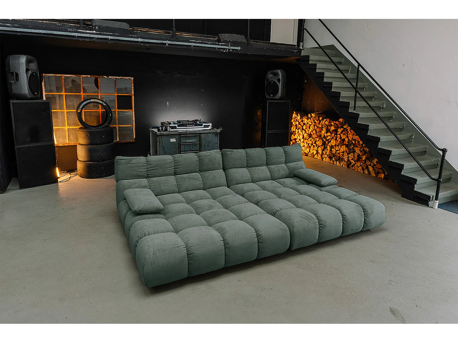 Bigsofa - Smaragdgrün Cord - VIVIEN