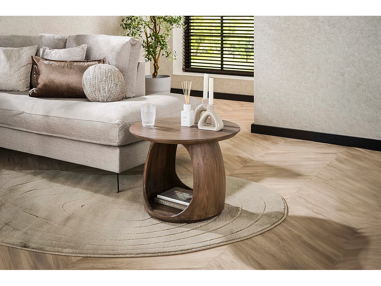 Table d'appoint - marron Bois - 60 x 60 cm - MEVA