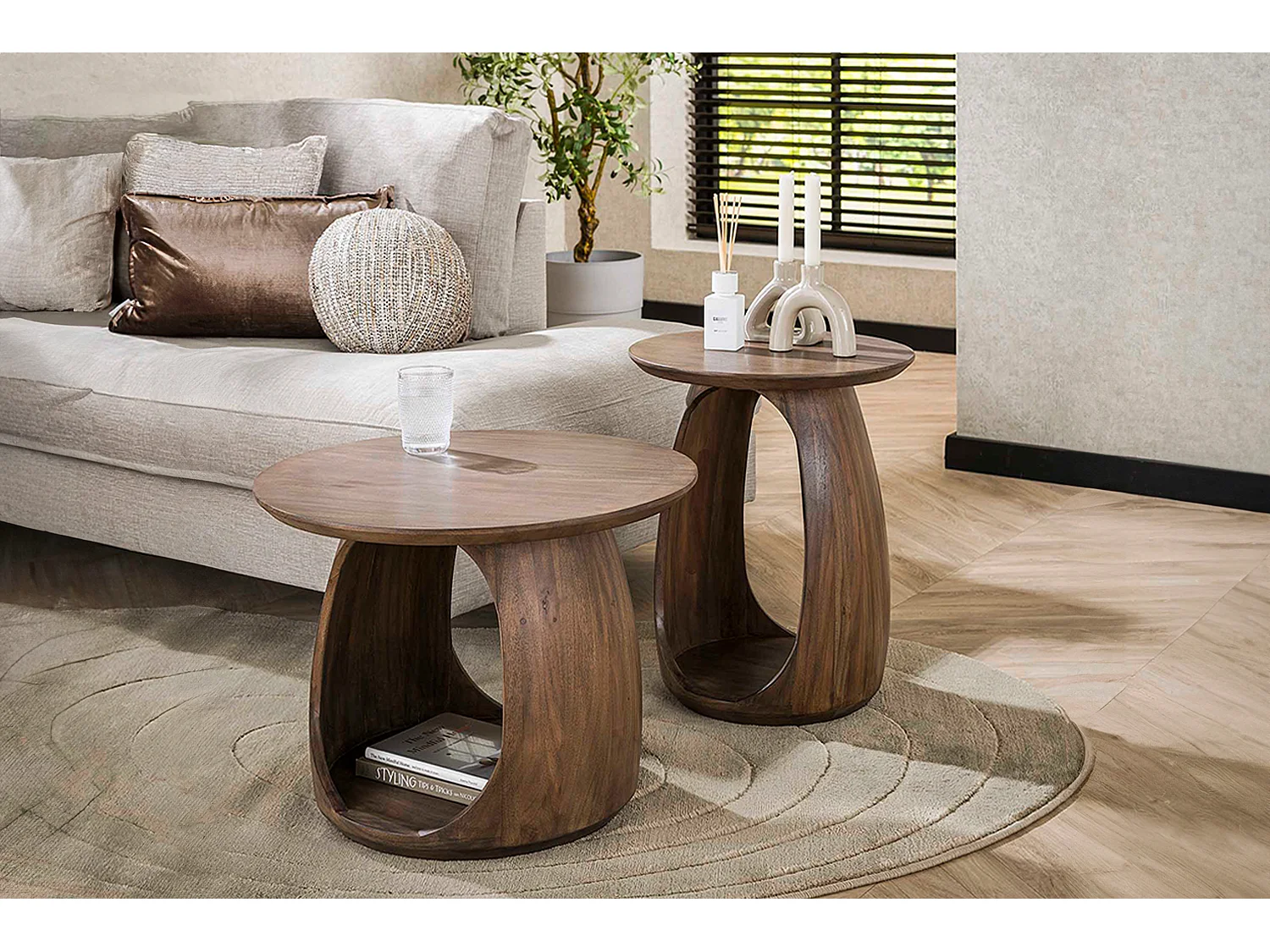 Table d'appoint - marron Bois - 60 x 60 cm - MEVA