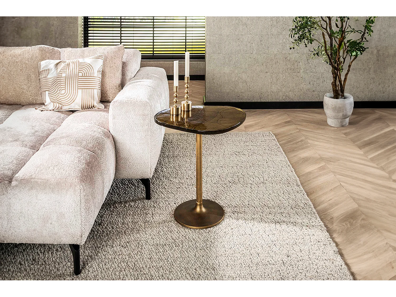 Beistelltisch - Gold Glas - 50 x 42 cm - DARI