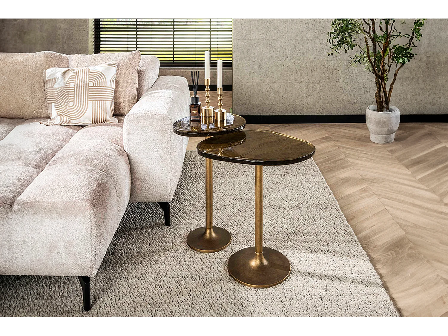 Mesa auxiliar - oro Cristal - 50 x 42 cm - DARI