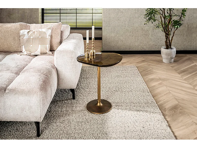 Beistelltisch - Gold Glas - 50 x 42 cm - DARI