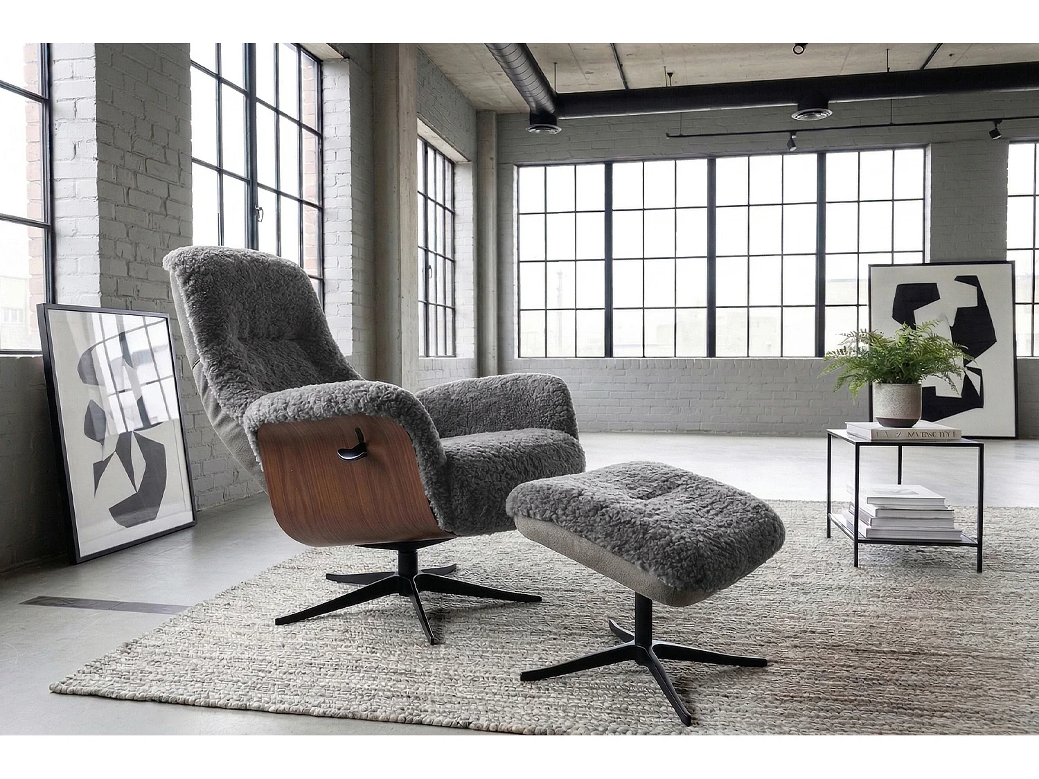 Poltrona relax - grigio chiaro Pelle di pecora - SILVA