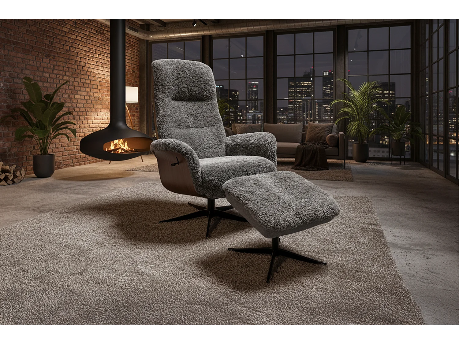 Relaxfauteuil - Lichtgrijs Schapenvacht - SILVA