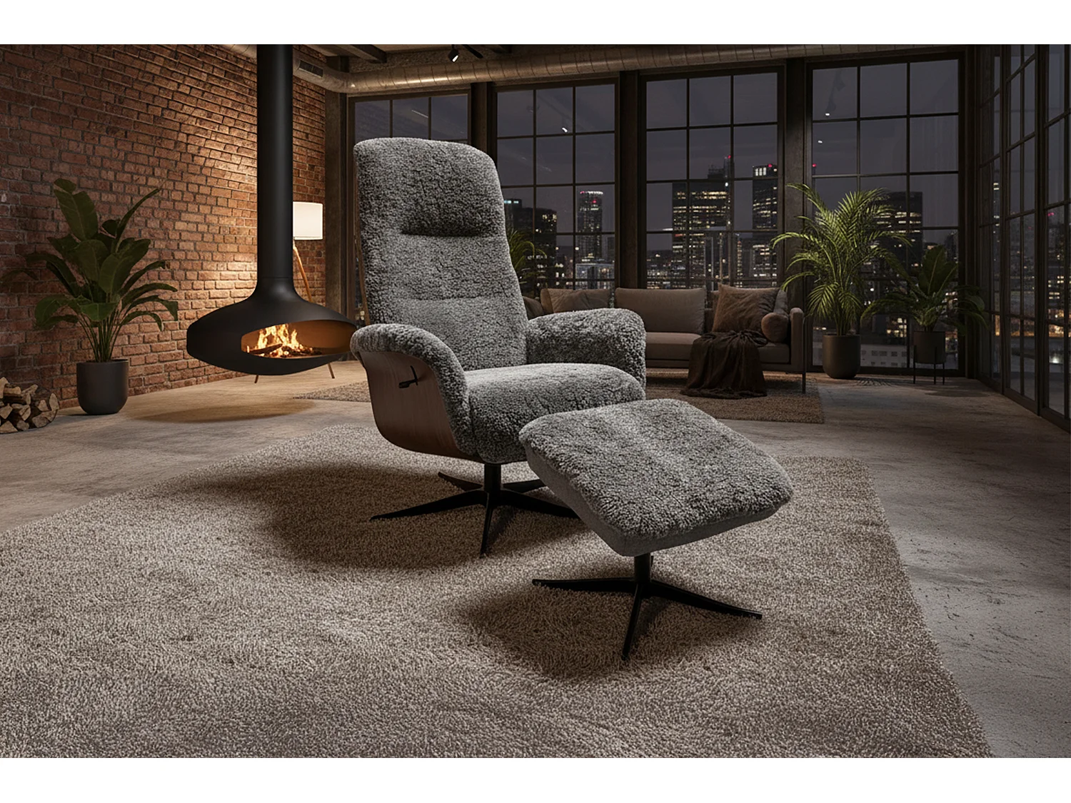 Poltrona relax - grigio chiaro Pelle di pecora - SILVA