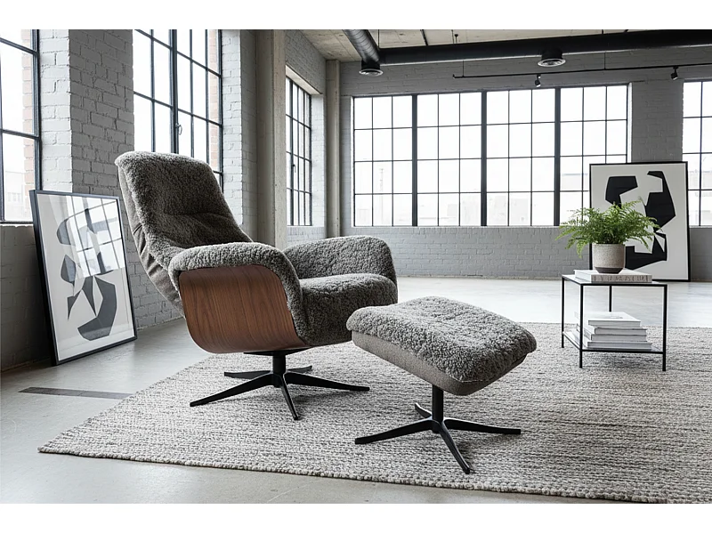 Relaxfauteuil - Lichtgrijs Schapenvacht - SILVA