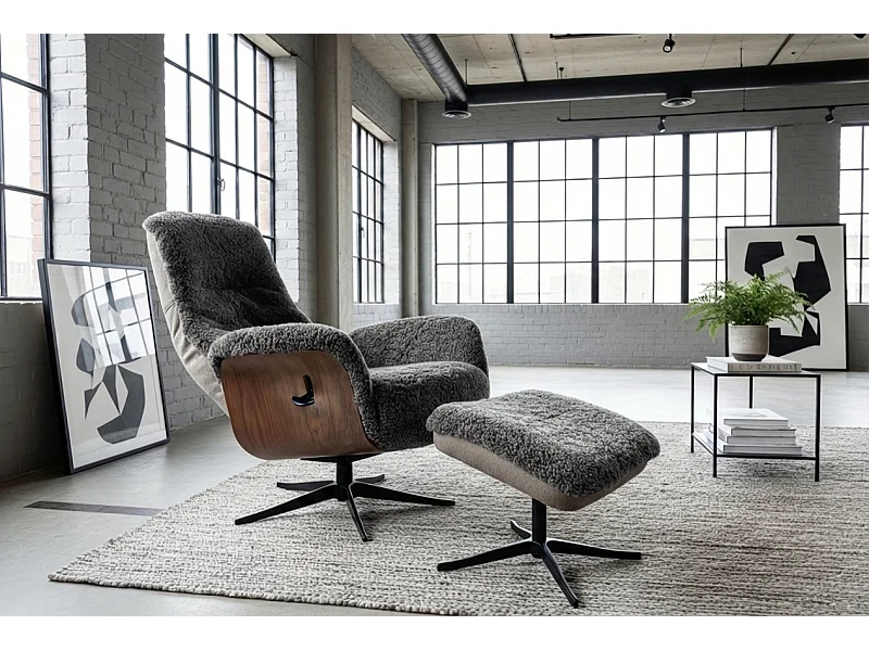 Sillones relax - gris claro Piel de oveja - SILVA