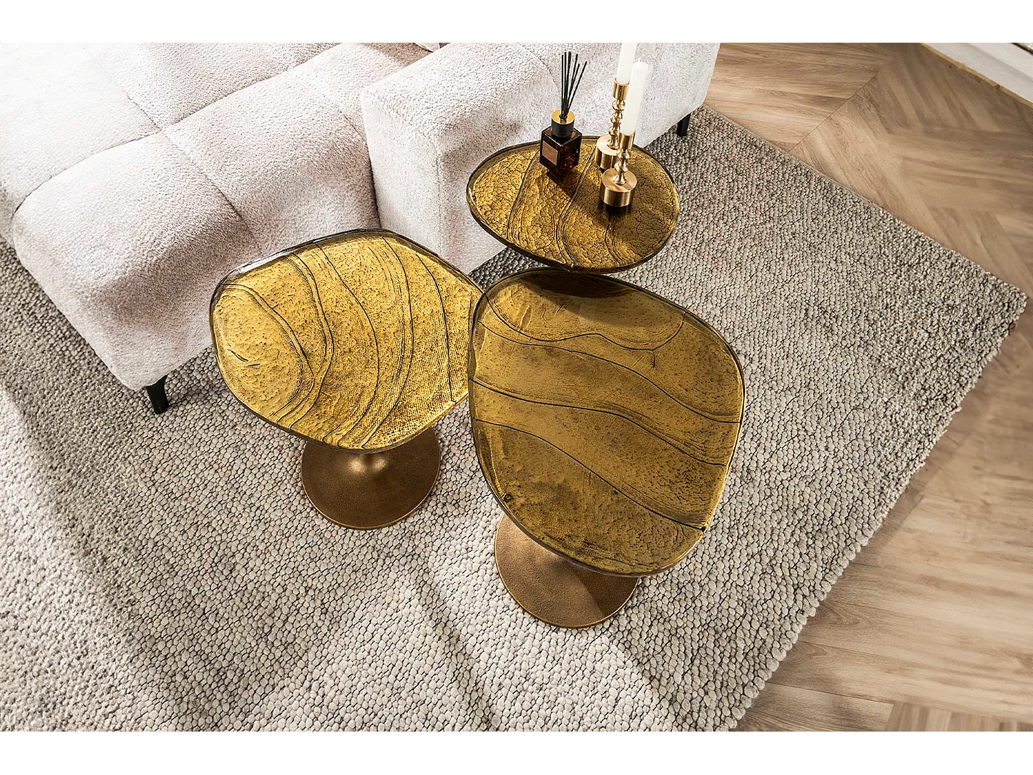 Beistelltisch - Gold Glas - 53 x 42 cm - DARI