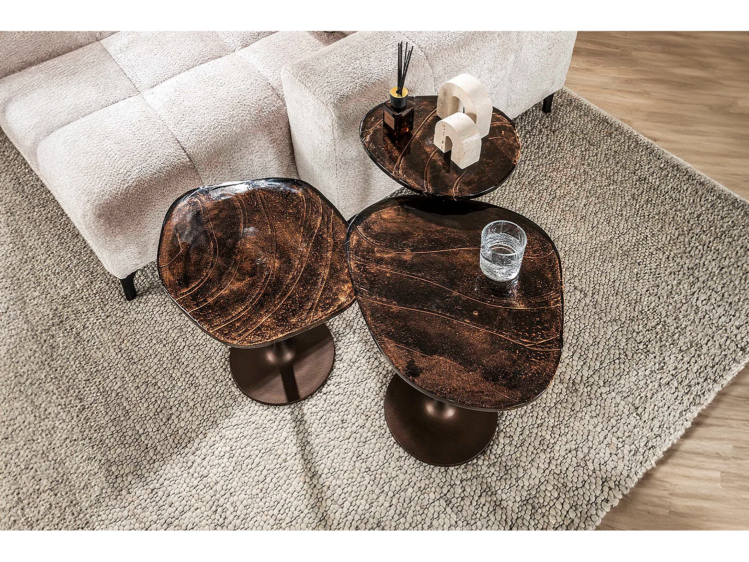 Beistelltisch - Braun Glas - 38 x 33 cm - DARI