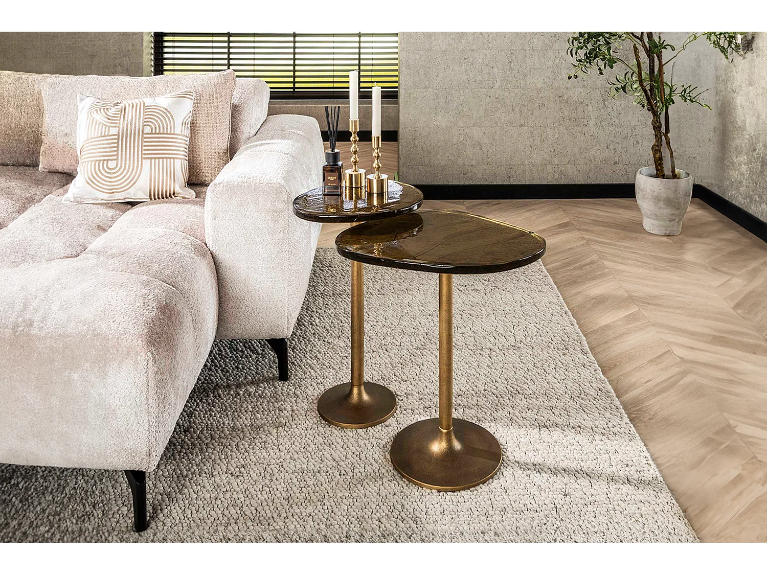 Beistelltisch - Gold Glas - 38 x 33 cm - DARI