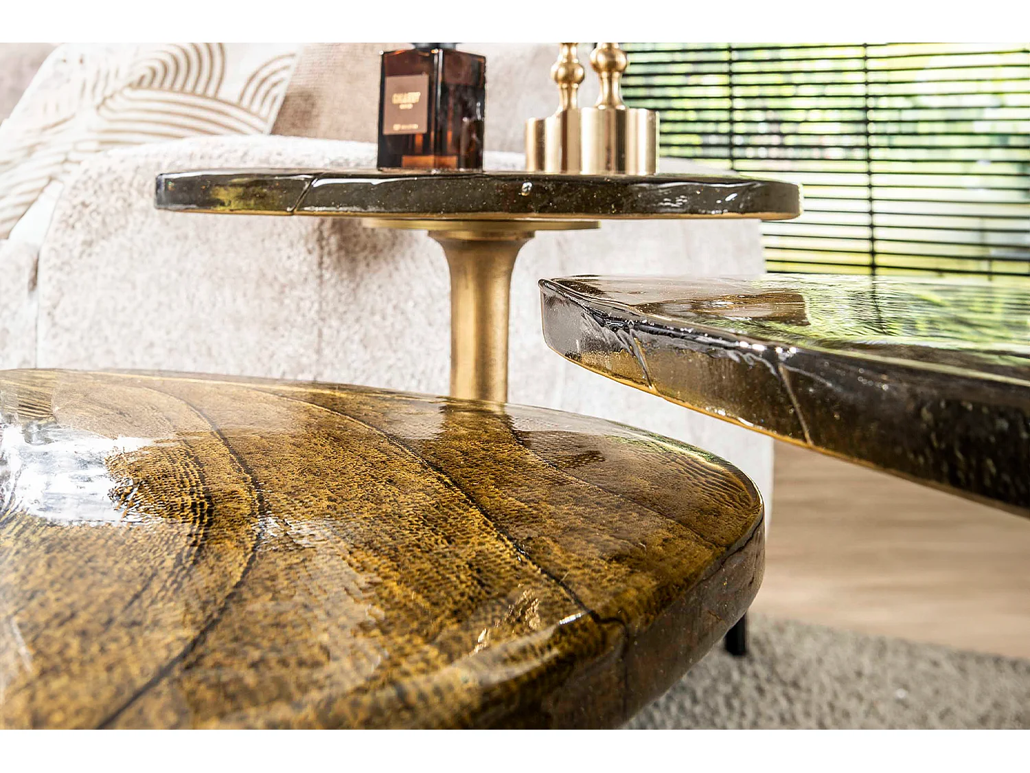 Beistelltisch - Gold Glas - 38 x 33 cm - DARI