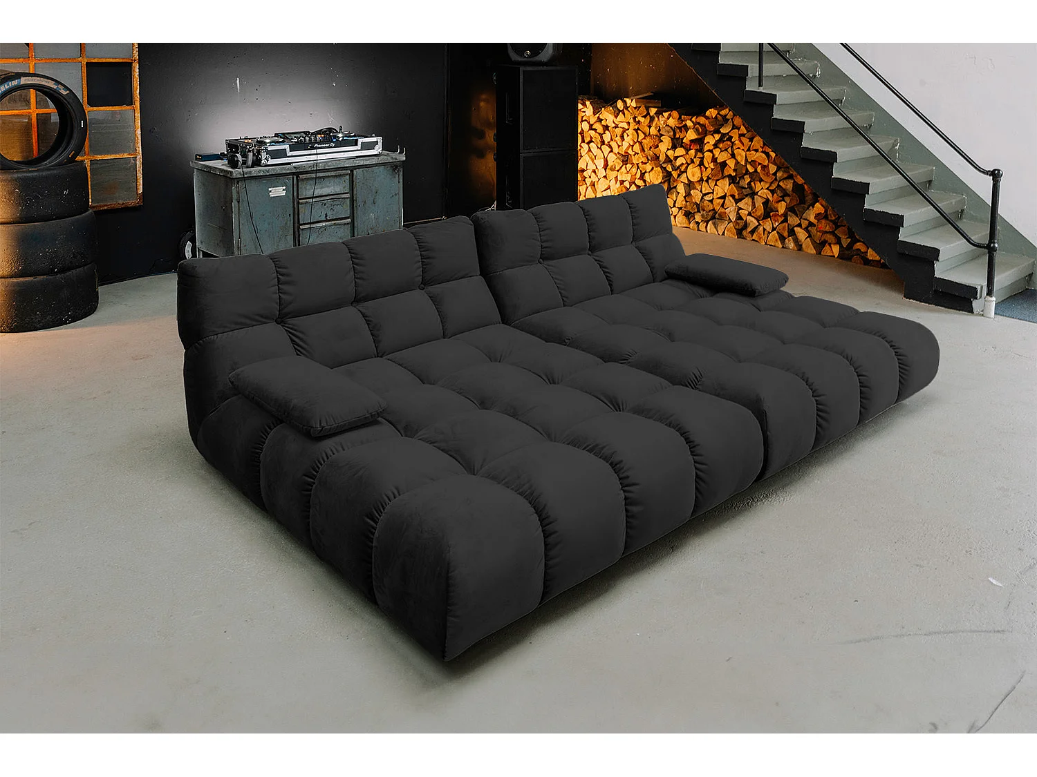 Sofá extra ancho - Negro terciopelo - VIVIEN