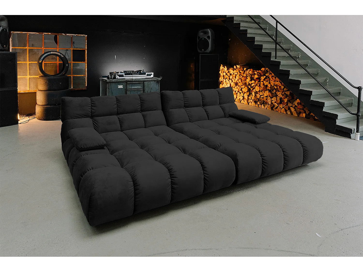 Sofá extra ancho - Negro terciopelo - VIVIEN