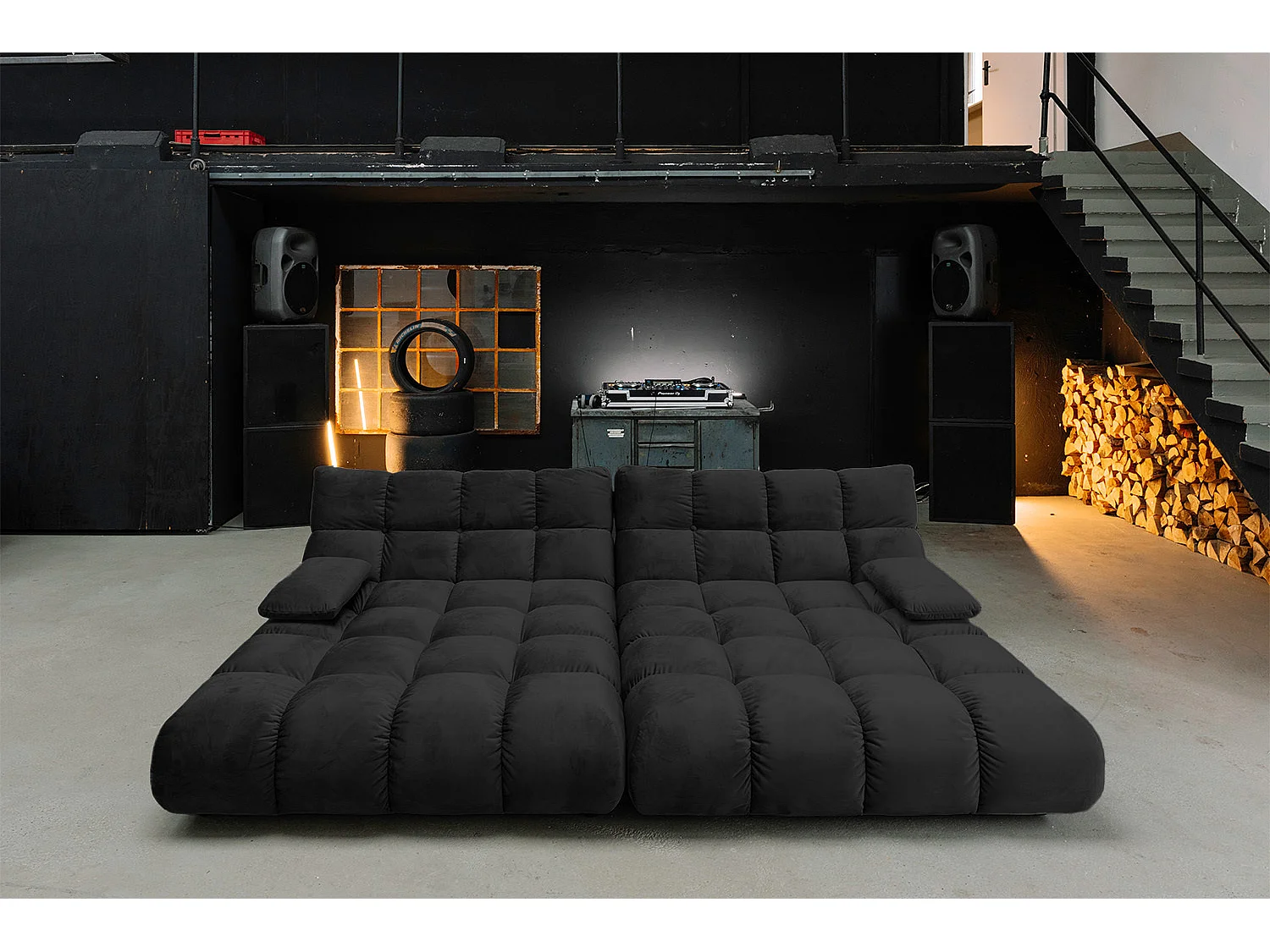 Sofá extra ancho - Negro terciopelo - VIVIEN