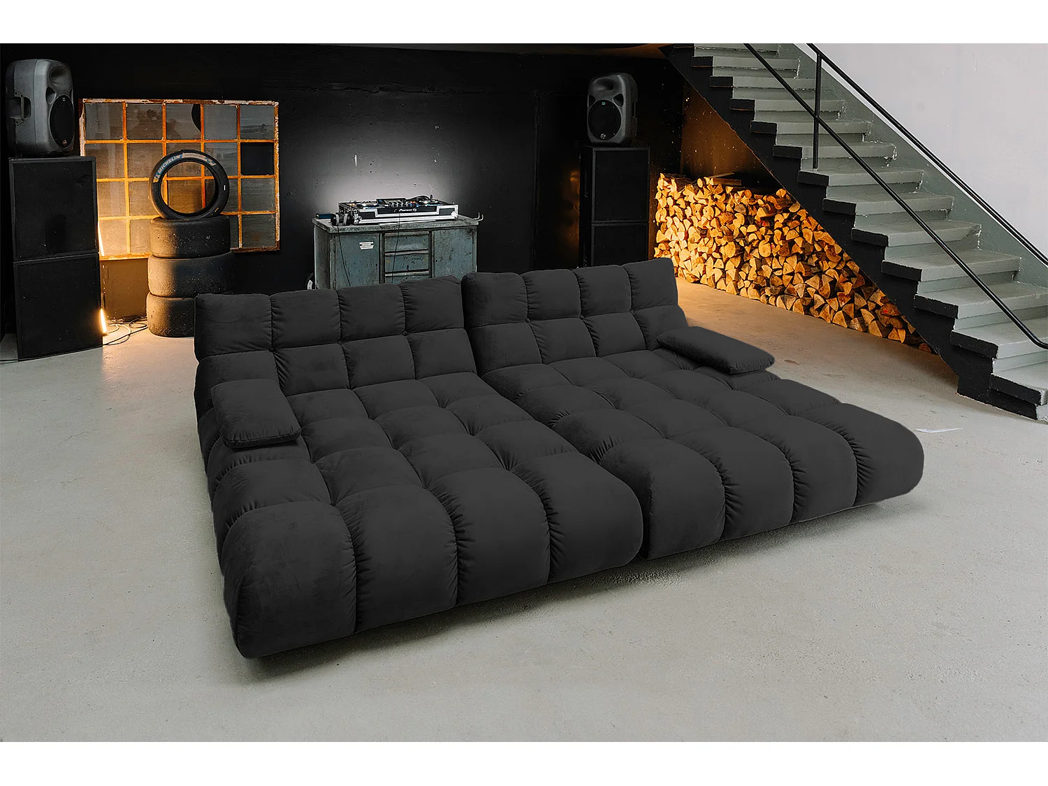 Sofá extra ancho - Negro terciopelo - VIVIEN