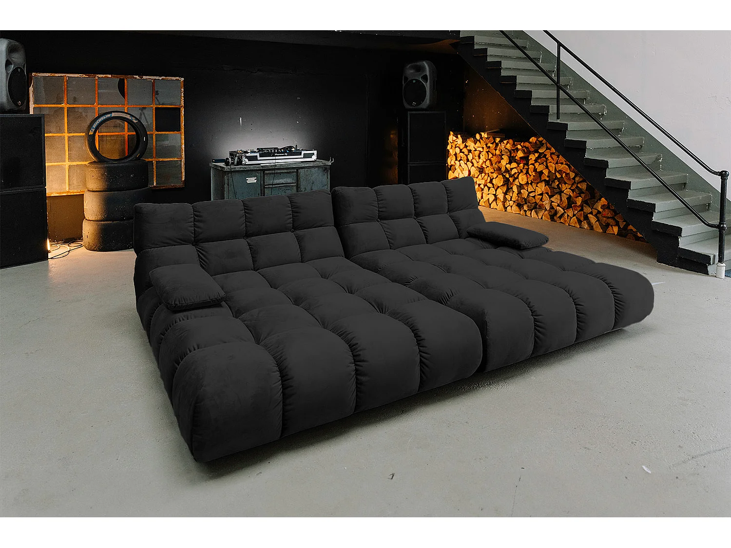 Sofá extra ancho - Negro terciopelo - VIVIEN