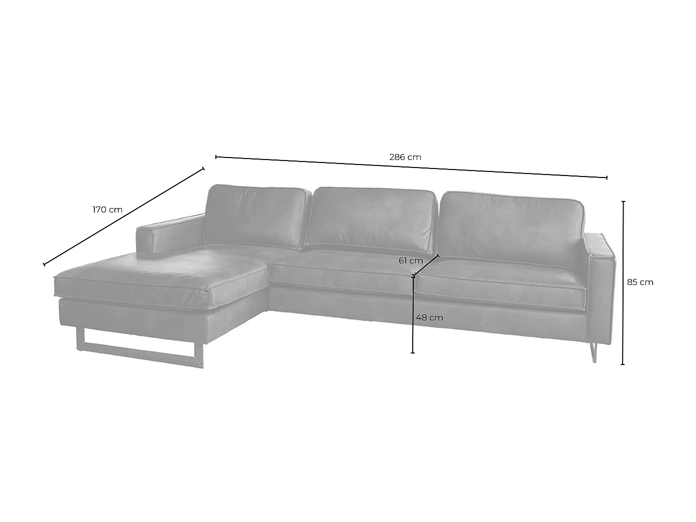 Sofá esquinero - Negro Tejido de fibra de cuero - VILNIUS