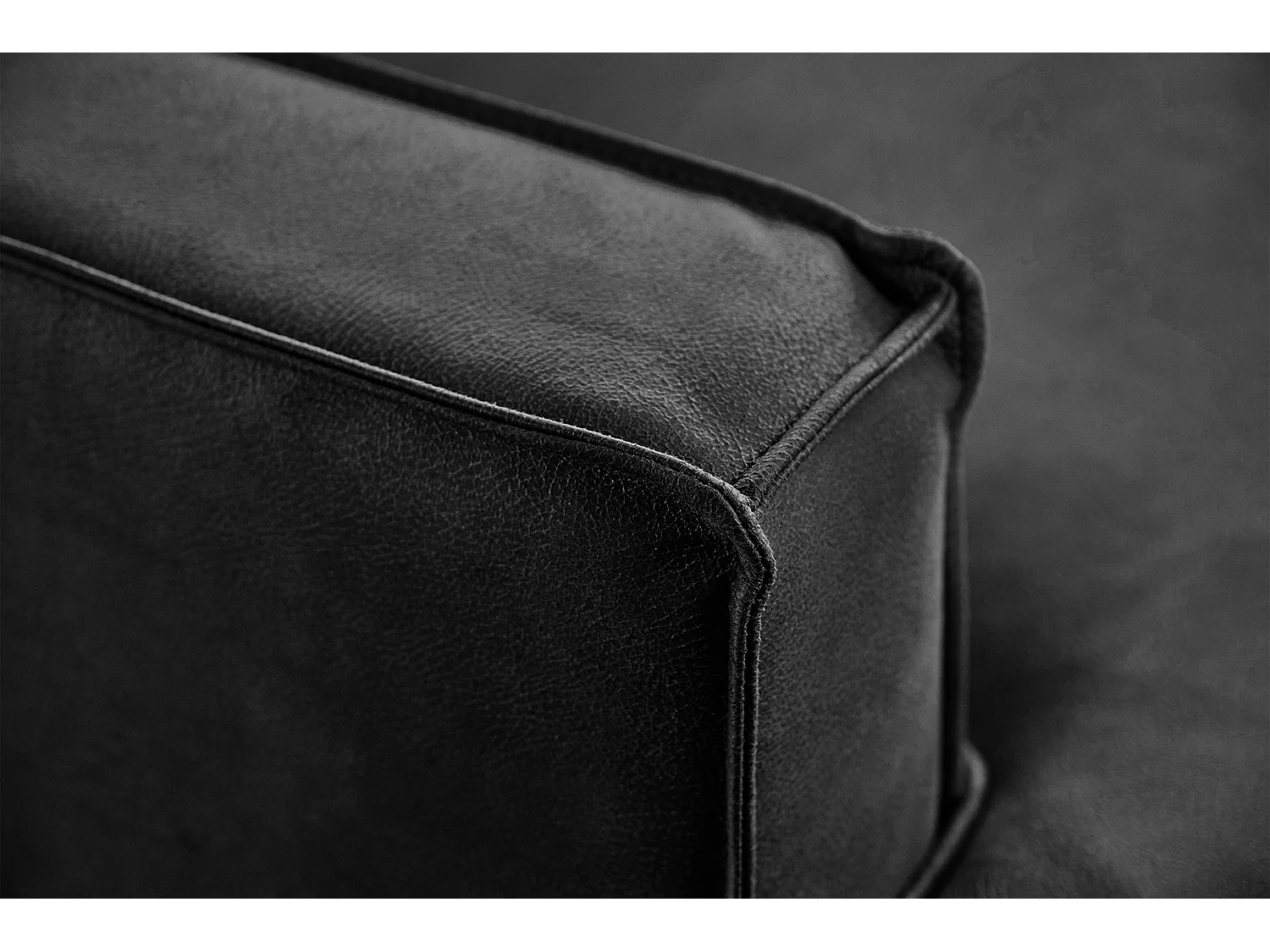 Sofá esquinero - Negro Tejido de fibra de cuero - VILNIUS