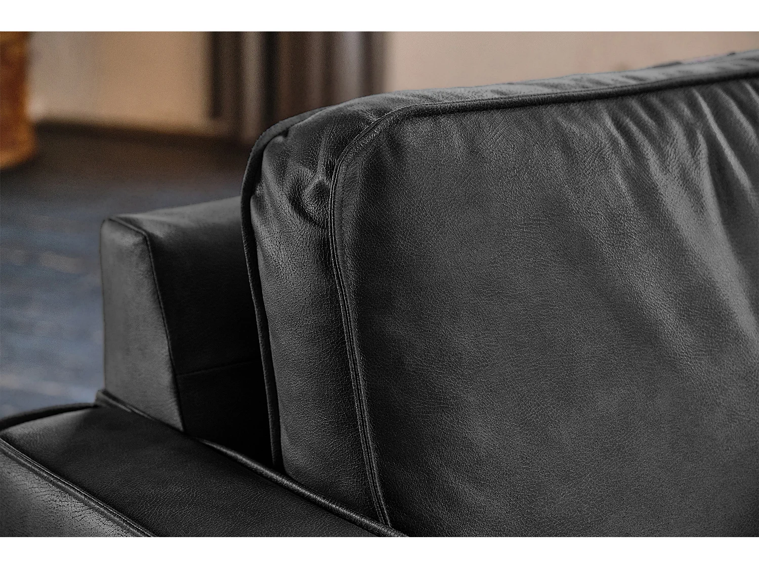 Sofá esquinero - Negro Tejido de fibra de cuero - VILNIUS