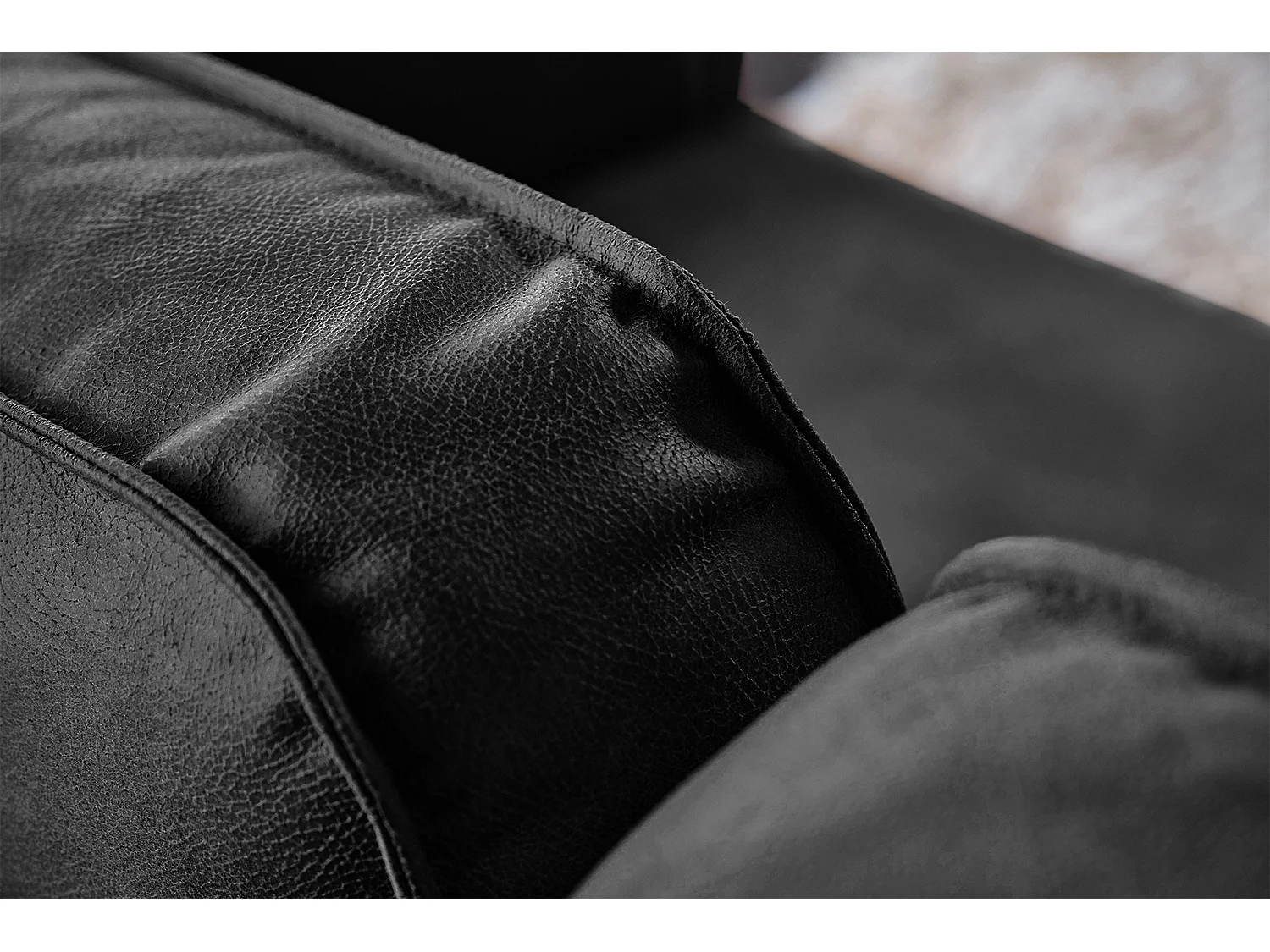 Sofá esquinero - Negro Tejido de fibra de cuero - VILNIUS