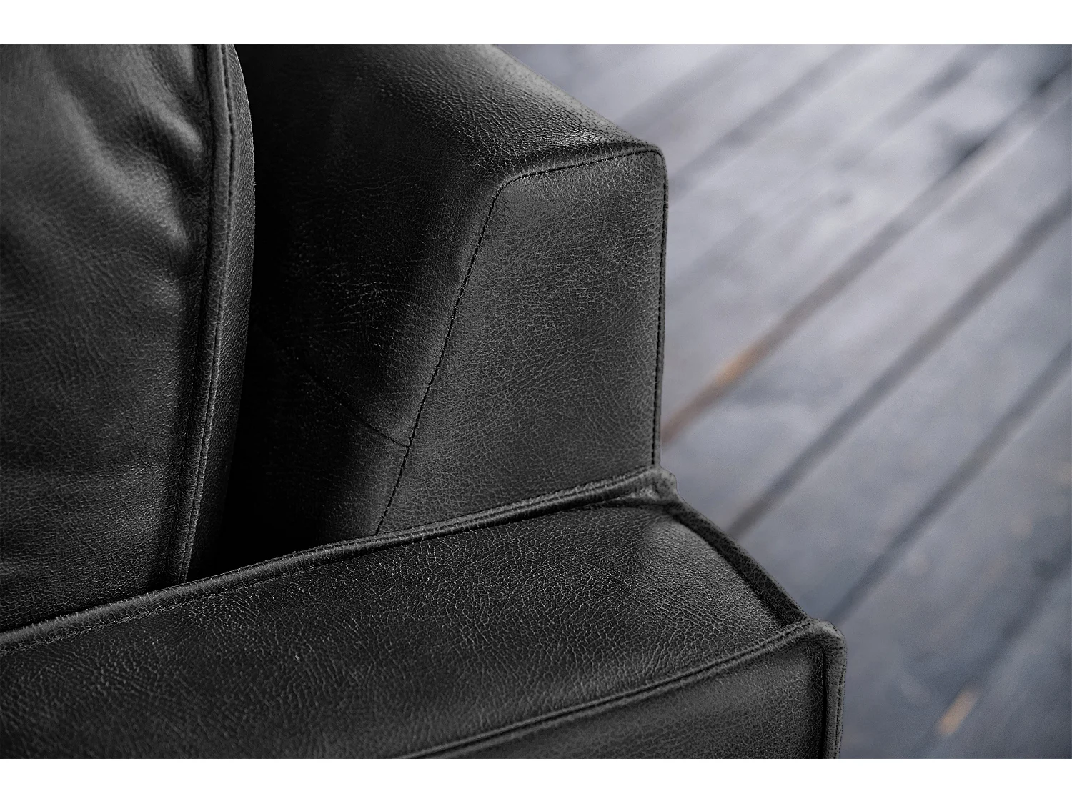 Sofá esquinero - Negro Tejido de fibra de cuero - VILNIUS