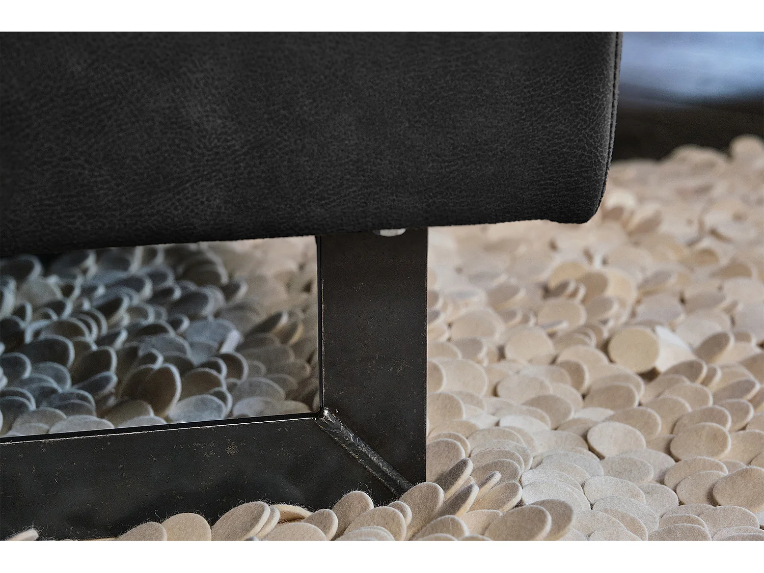 Sofá esquinero - Negro Tejido de fibra de cuero - VILNIUS