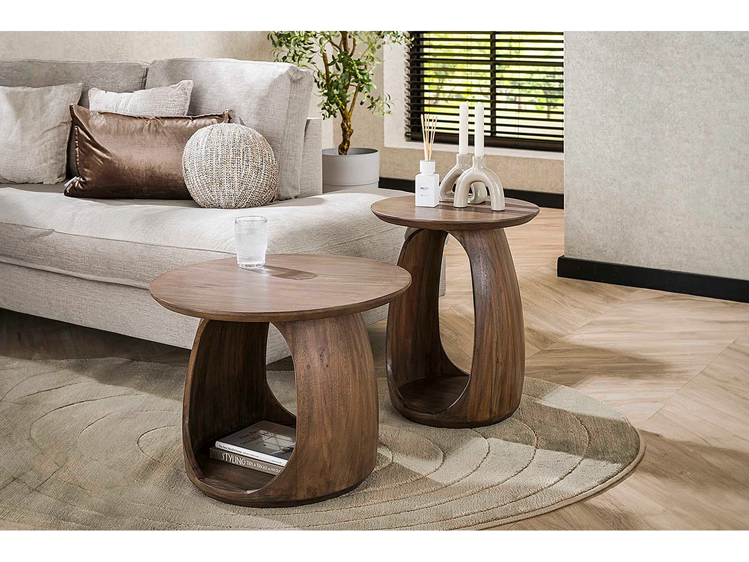 Table d'appoint - marron Bois - 45 x 45 cm - MEVA