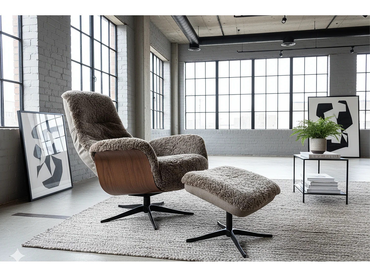 Relaxfauteuil - Beige Schapenvacht - SILVA