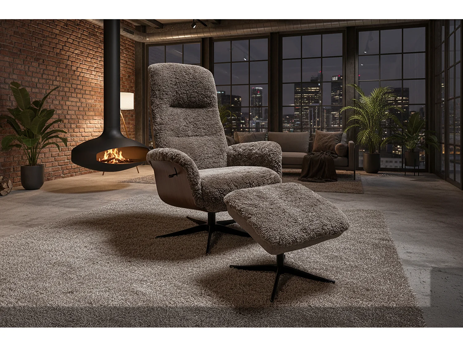 Relaxfauteuil - Beige Schapenvacht - SILVA